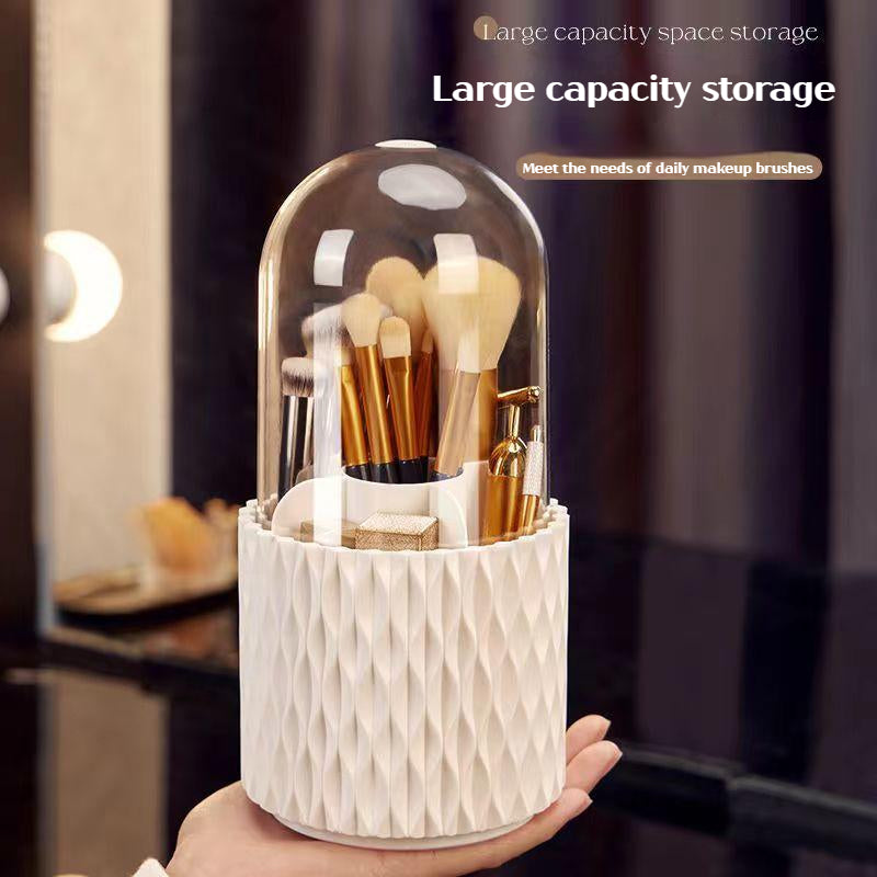 360 Rotating Large Capacity Transparent Makeup Brush Storage Pen Holder Acrylic Dust With Lid Desktop Cosmetic Storage Box