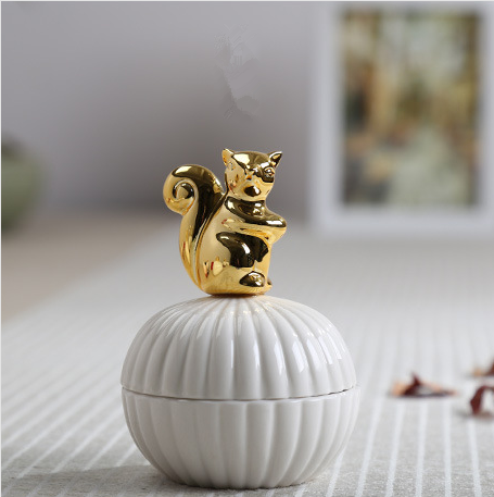 Animal figurine decor jewelry box squirrel rabbit cat bird crafts gift home decor jar