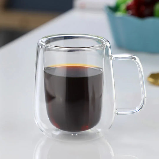 Double-walled borosilicate glass mug